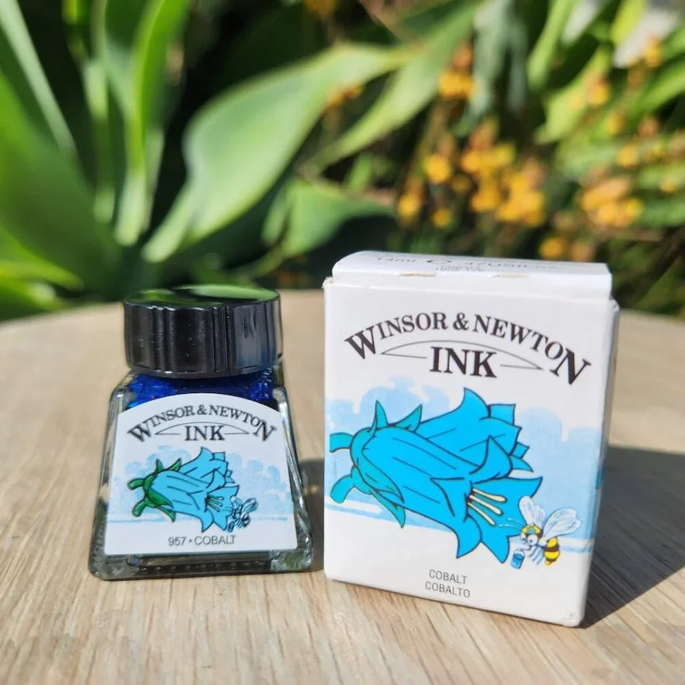 Winsor & Newton Drawing Ink 14ml Bottle Cobalt Blue Shimmer NEW Art Supplies Can